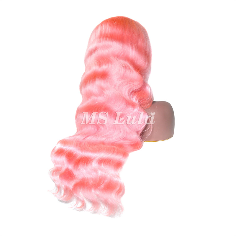 Pink Color 13x4 Transparent Lace Front Wigs Body Wave - 图片 4